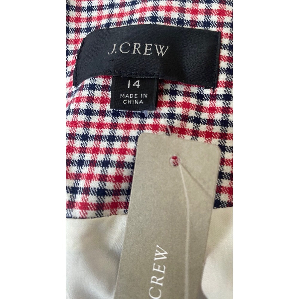 NWT J. Crew Red and Navy Plaid Check Cotton Blend Sheath Dress Size 10, $148 - Picture 2 of 7